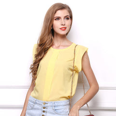 Womens Blouses Chiffon Clothing Summer Lady Blouse/Shirt Sale New Fashion Ruffle Short Sleeve 4 Colors Tops OL Blouse