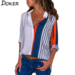 2019 New Fashion Print Women Blouses Long Sleeve Turn-down Collar Chiffon Blouse Shirt Casual Tops Plus Size Elegant Work Shirt