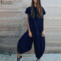 Jumpsuit ZANZEA Overalls for Women Long Jumpsuits Ladies Elegant Long Pants Playsuit 2019 New Plus Size Rompers Womens Jumpsuit