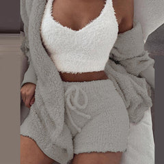 Misswim Sexy Knit Two piece set Autumn short jumpsuit & romper Women Skinny warm playsuit Winter female solid bodysuit overalls