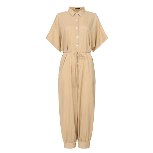 Celmia Women Vintage Jumpsuits 2019 Summer Short Sleeve Rompers Casual Loose Buttons Cargo Pants Plus Size Overalls Playsuits 7
