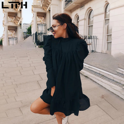 Lossky Women Summer Backless Chiffon Dress Sexy Spaghetti Strap Mini Casual Loose Dresses Fashion Women's Black Red Dress Girl