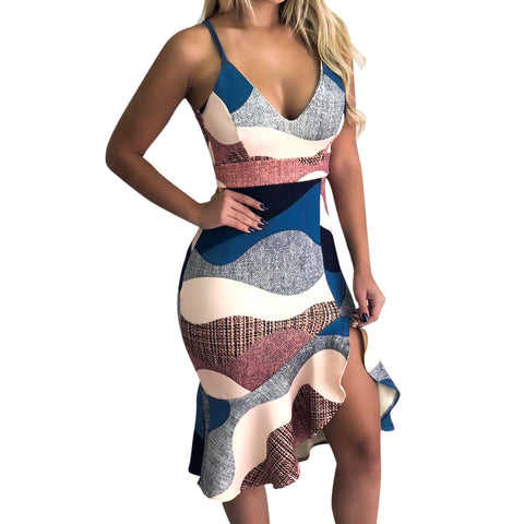 Lossky Women Summer Backless Chiffon Dress Sexy Spaghetti Strap Mini Casual Loose Dresses Fashion Women's Black Red Dress Girl