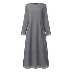 Fashion Women's Autumn Sundress ZANZEA 2019 Lace Patchwork Sweatshirts Dress Female Hoodies Plus Size Maxi Vestidos Pullover 5XL