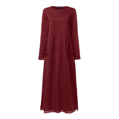 Fashion Women's Autumn Sundress ZANZEA 2019 Lace Patchwork Sweatshirts Dress Female Hoodies Plus Size Maxi Vestidos Pullover 5XL