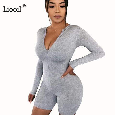 OMSJ Women Cartoon Printed Long Sleeve Plunge V-neck Sleep Bodycon Romper Slim Fit Stretch Sexy Summer Slim Fit Sheath Playsuits