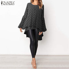 Lantern Sleeve Layered Shirts Women Asymmetrical Blouse 2019 ZANZEA Fashion Tops Female Casual Blusas Femininas Plus Size Shirts