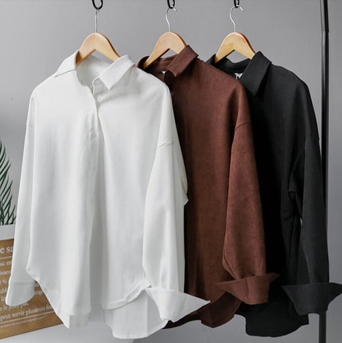 White Black Shirts Ladies Long Sleeve Polo Shirts Fall 2019 Women Tops Korean Fashion blusas mujer