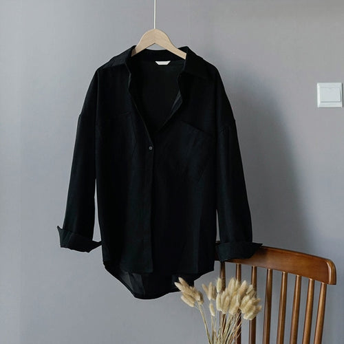White Black Shirts Ladies Long Sleeve Polo Shirts Fall 2019 Women Tops Korean Fashion blusas mujer