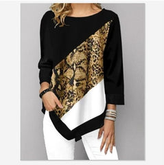 Shirt Women Spring Summer Printing Blouse 3/4 Sleeve Casual Hem Irregularity Female fashion shirt Tops Plus Size