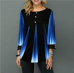 Shirt Women Spring Summer Printing Blouse 3/4 Sleeve Casual Hem Irregularity Female fashion shirt Tops Plus Size