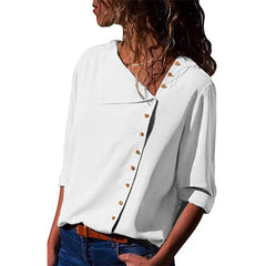 Leisure Blouse 2020 Fashion Long Sleeve Women Blouses and Tops Skew Collar Solid Office Shirt Casual Tops Blusas Chemise Femme