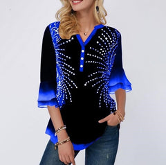 Shirt Women Spring Summer  Blouse 3/4 Sleeve Casual Printing  Female fashion shirt Tops Plus Size 5XL StreetShirt