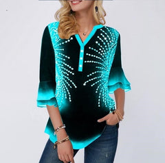 Shirt Women Spring Summer  Blouse 3/4 Sleeve Casual Printing  Female fashion shirt Tops Plus Size 5XL StreetShirt