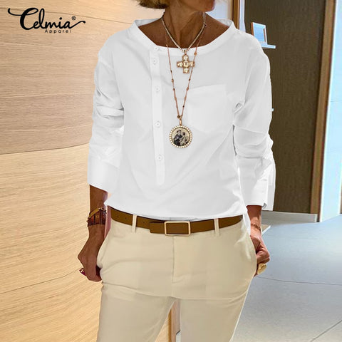 Lantern Sleeve Layered Shirts Women Asymmetrical Blouse 2019 ZANZEA Fashion Tops Female Casual Blusas Femininas Plus Size Shirts