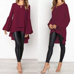 Lantern Sleeve Layered Shirts Women Asymmetrical Blouse 2019 ZANZEA Fashion Tops Female Casual Blusas Femininas Plus Size Shirts