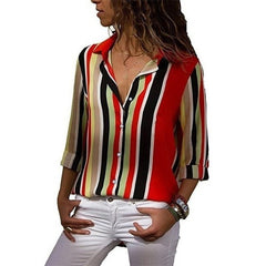 2019 New Fashion Print Women Blouses Long Sleeve Turn-down Collar Chiffon Blouse Shirt Casual Tops Plus Size Elegant Work Shirt