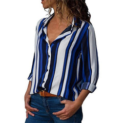2019 New Fashion Print Women Blouses Long Sleeve Turn-down Collar Chiffon Blouse Shirt Casual Tops Plus Size Elegant Work Shirt