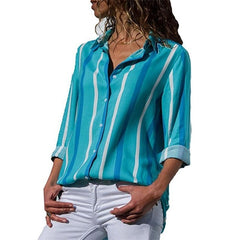 2019 New Fashion Print Women Blouses Long Sleeve Turn-down Collar Chiffon Blouse Shirt Casual Tops Plus Size Elegant Work Shirt