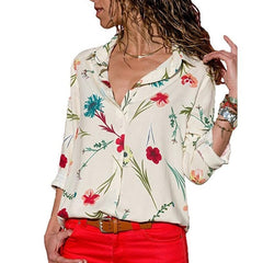 2019 New Fashion Print Women Blouses Long Sleeve Turn-down Collar Chiffon Blouse Shirt Casual Tops Plus Size Elegant Work Shirt
