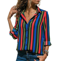 2019 New Fashion Print Women Blouses Long Sleeve Turn-down Collar Chiffon Blouse Shirt Casual Tops Plus Size Elegant Work Shirt