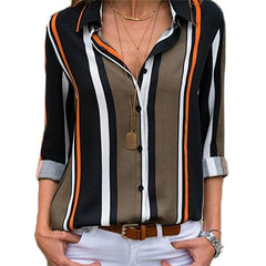 2019 New Fashion Print Women Blouses Long Sleeve Turn-down Collar Chiffon Blouse Shirt Casual Tops Plus Size Elegant Work Shirt