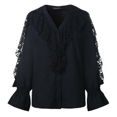 Plus Size Celmia Ruffled Blouse Women Summer Stylish Tops Sexy V neck Long Sleeve Shirt Female Casual Buttons Sweet Blusas S-5XL