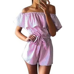 Wuhaobo Sexy Slash Neck Bohemian Playsuit Floral Printed Catsuit Off Shoulder Female Jumpsuit 2017 Summer Bodysuits For Women