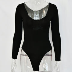 Articat Off Shoulder Ribbed Knitted Sexy Bodysuit Women Black V Neck Summer Rompers Womens Jumpsuit Basic Playsuit Womens Tops